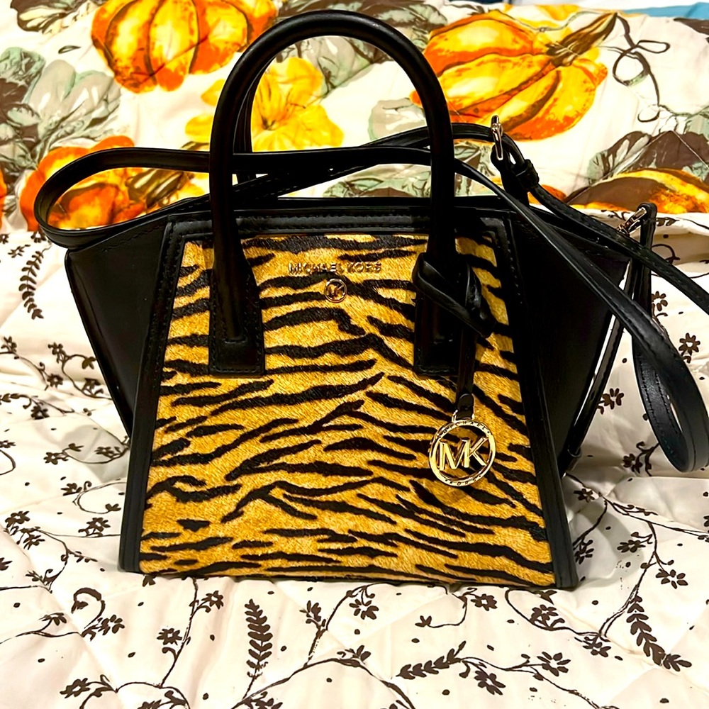 Small, Michael Kors calf hair tiger stripe satchel